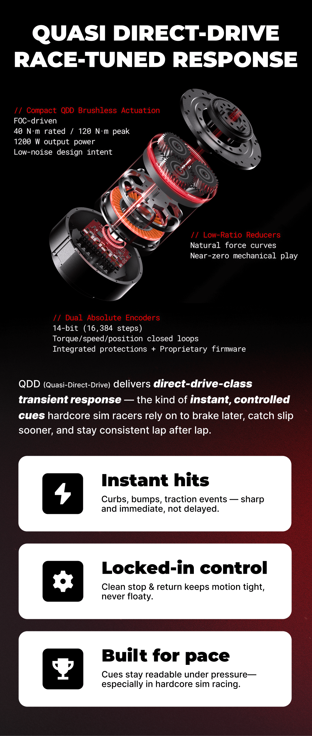 DX2 Ultra QDD motor and drivetrain designed for fast, controlled direct-drive-class motion response