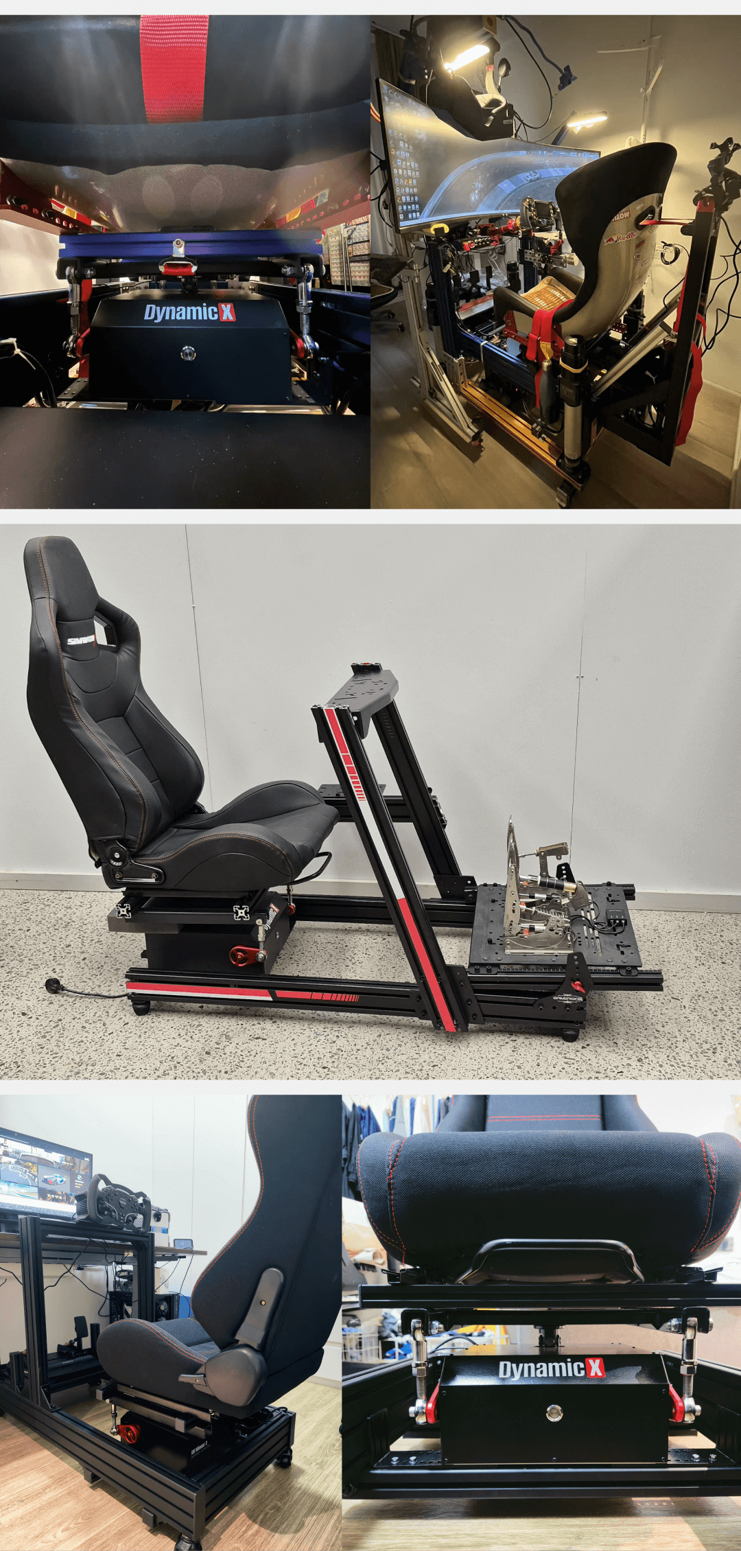 DX2 Ultra installed by real users on a range of home sim racing rigs