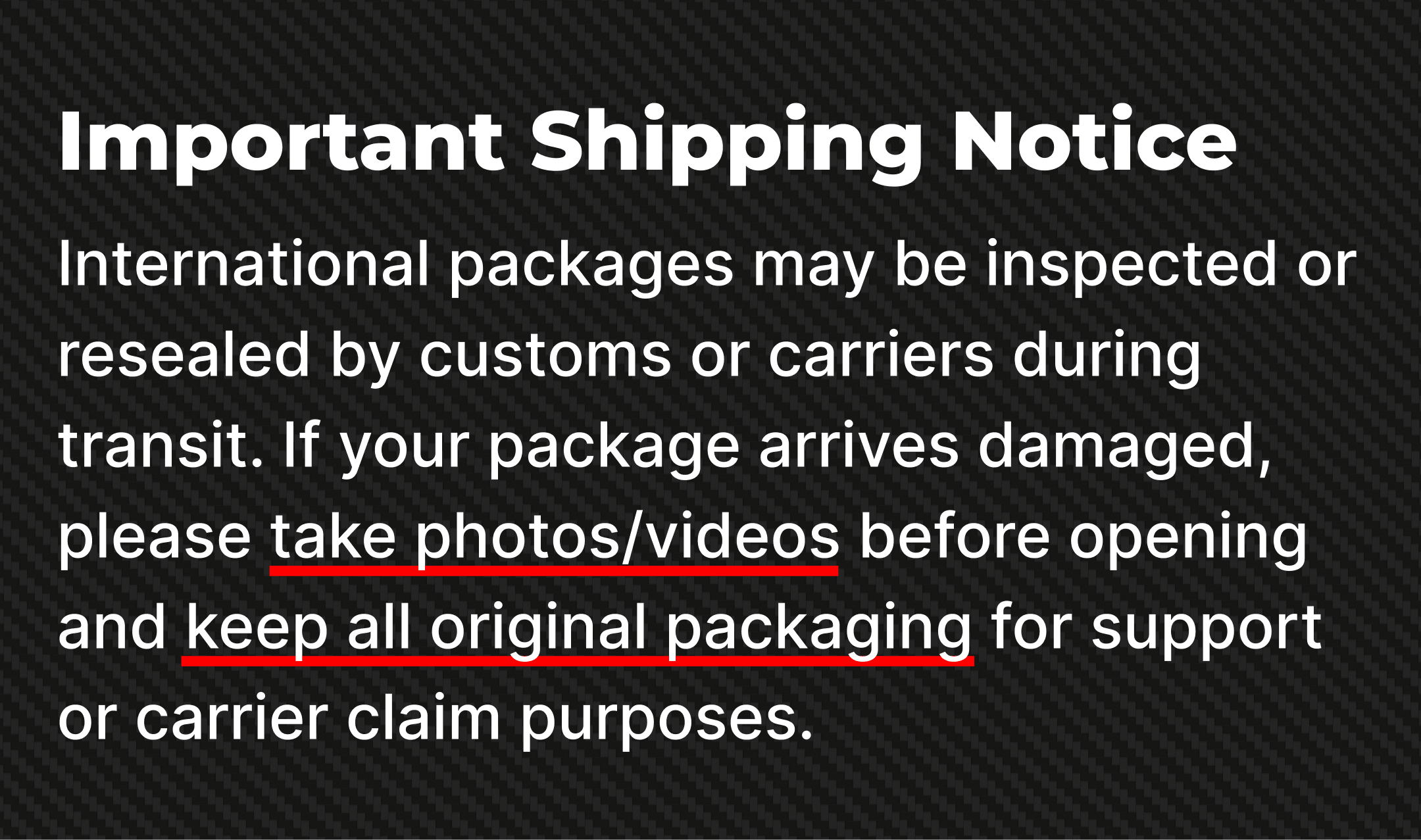 Important DX2 Ultra shipping notice about customs inspection, package damage and keeping original packaging